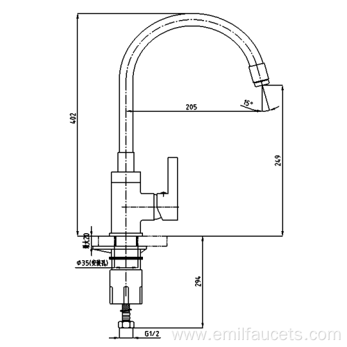 Orange deck mount copper kitchen faucets tap